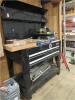 kobalt work bench, 3 drawers, top shelf w/lid