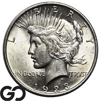 1923 Peace Dollar, Choice BU++, Lustrous!