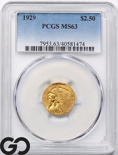 1929 $2.5 Gold Indian, PCGS MS63 Price Guide: $725