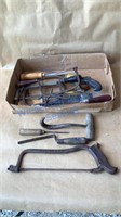 VARIOUS SAWS AND HAY HOOK