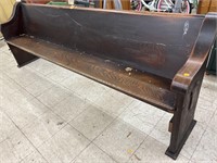 Vntg Wooden Church Pew - approx 94 inches long