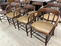 8 Vntg Wooden Barrel Back Chairs Chairs
