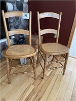 Vintage wood cane chairs in exc. condition (2)