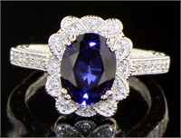 14K Gold 2.90 ct Oval Sapphire & Diamond Ring