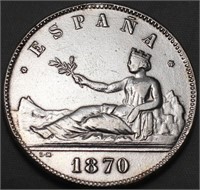 Spain 5 Peseta 1870 â€“ cleaned