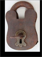 LARGE ANTIQUE MICKY MOUSE PADLOCK W/ KEY - NOT