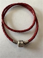 STERLING SILVER PANDORA LEATHER NECKLACE