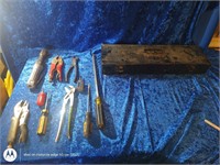 Metal Remline tool box and mixed hand tools
