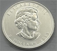 (KK) 2013 Silver Canada Maple Leaf $5 Coin 1oz