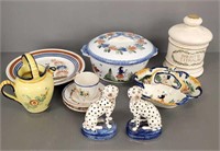 Group of pottery including Quimper, Staffordshire