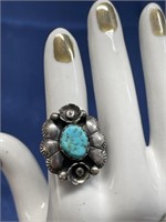 Sterling silver turquoise ring signed. Size 6