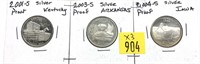 x3- Mixed date Proof silver state quarters -x3