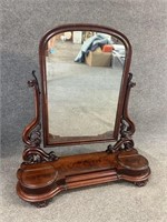 19TH CENT. HEAVY CARVED LARGE SHAVING MIRROR
