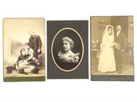 2 Cabinet Cards + Mounted Photo Wedding, Siblings+