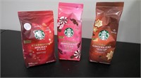 Lot of 3 - STARBUCKS Ground Coffee Holiday Flavors