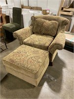 Upholstered chair and ottoman