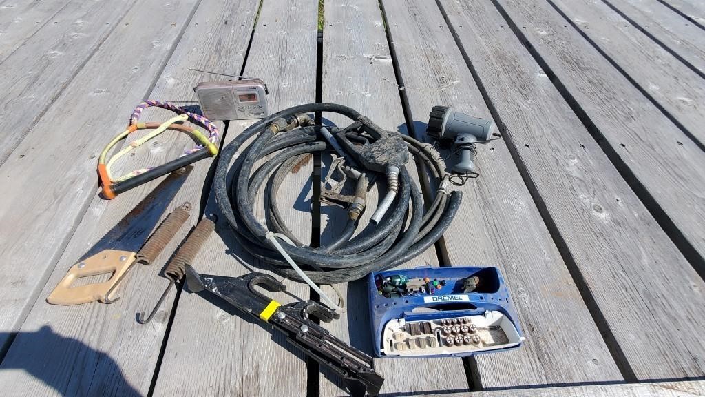 Gas Hose/Nozzle, Dremel Box, Springs, Saw, Etc.