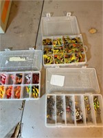 3 plano boxes of jigs