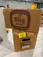 2 CARDBOARD STAG BEER BOXES