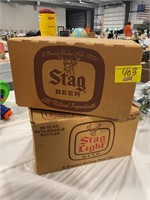 2 CARDBOARD STAG BEER BOXES