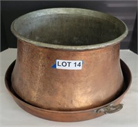 Turkish Hammered Copper Pot & Tray w/ Handles