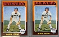 2pc 1975 Topps Robin Yount Baseball Rookie Cards