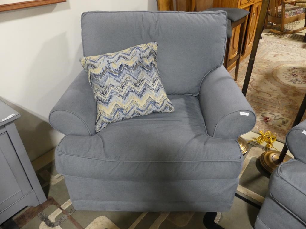 ROBIN BRUCE "CINDY" CONT. BLUE SWIVEL ARMCHAIR