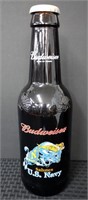 Glass Budweiser Bottle US Navy - 14.5" High