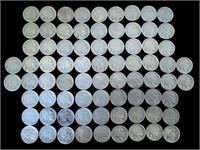 76 vintage Buffalo Nickel coins. In bag, in case