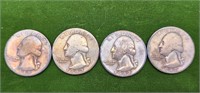 4pc SILVER US QUARTERS PRE-1965