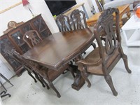 7PC MAHOGANY DINING SET WITH 2 LEAVES