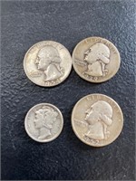 Silver Quarters and Mercury Dime