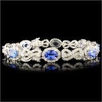 18K Gold 5.52ct Tanzanite & 4.38ctw Diamond Bracel