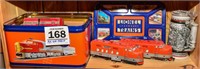 Lionel train set, tin, rails & RR cars