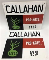 Lot of 2 Callahan Seeds Advertising Signs