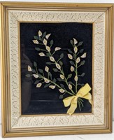 Framed Floral Embroidery Artwork
