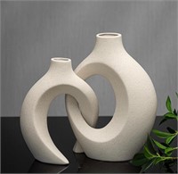 2 piece cream color interlocking vases