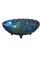 Vintage Carnival Glass Footed Fruit Bowl