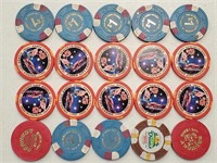 20 Various Las Vegas Nevada Casino Chips