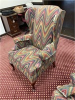 FLAME PRINT WING BACK CHAIR APPROX. 29 IN W X 27 I