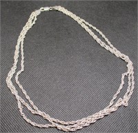 Sterling Silver 3 Strand Twisted Rope Necklace