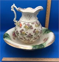 Antique Porcelain Wash Basin and Pitcher