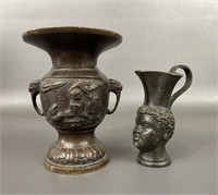 Antique And Vintage Bronze Ewer and Vase