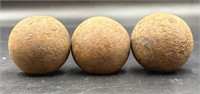3 Antique Cannon Balls
