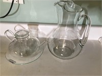 Glass Tea Dish and Pitcher