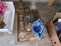 lot of koozies, vases, and flour sifter