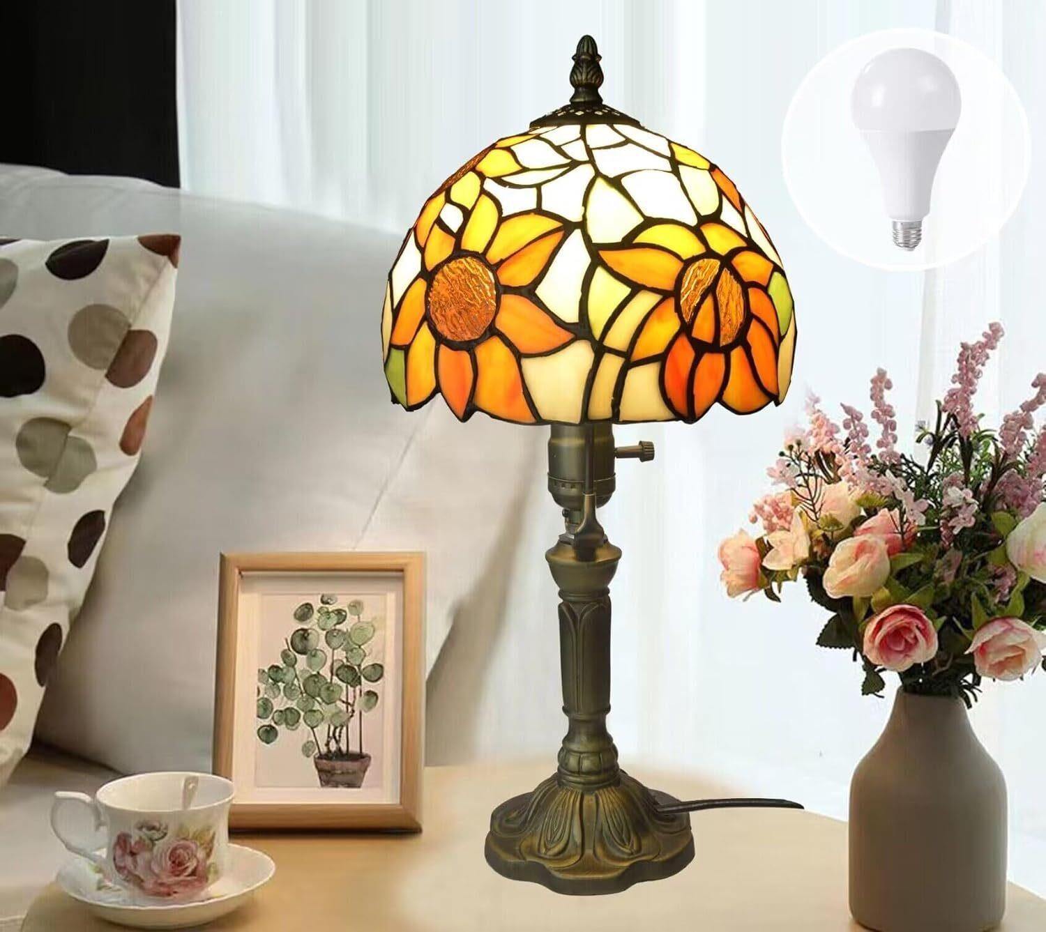 Tiffany Lamp Stained Glass 3 Way Table Lamp