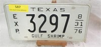 1976 Texas Gulf Shrimp License Plate