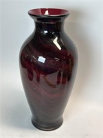 15” Ruby Red Swirl Art Glass Vase