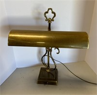 Vintage Brass Harp Desk Banker's Lamp
